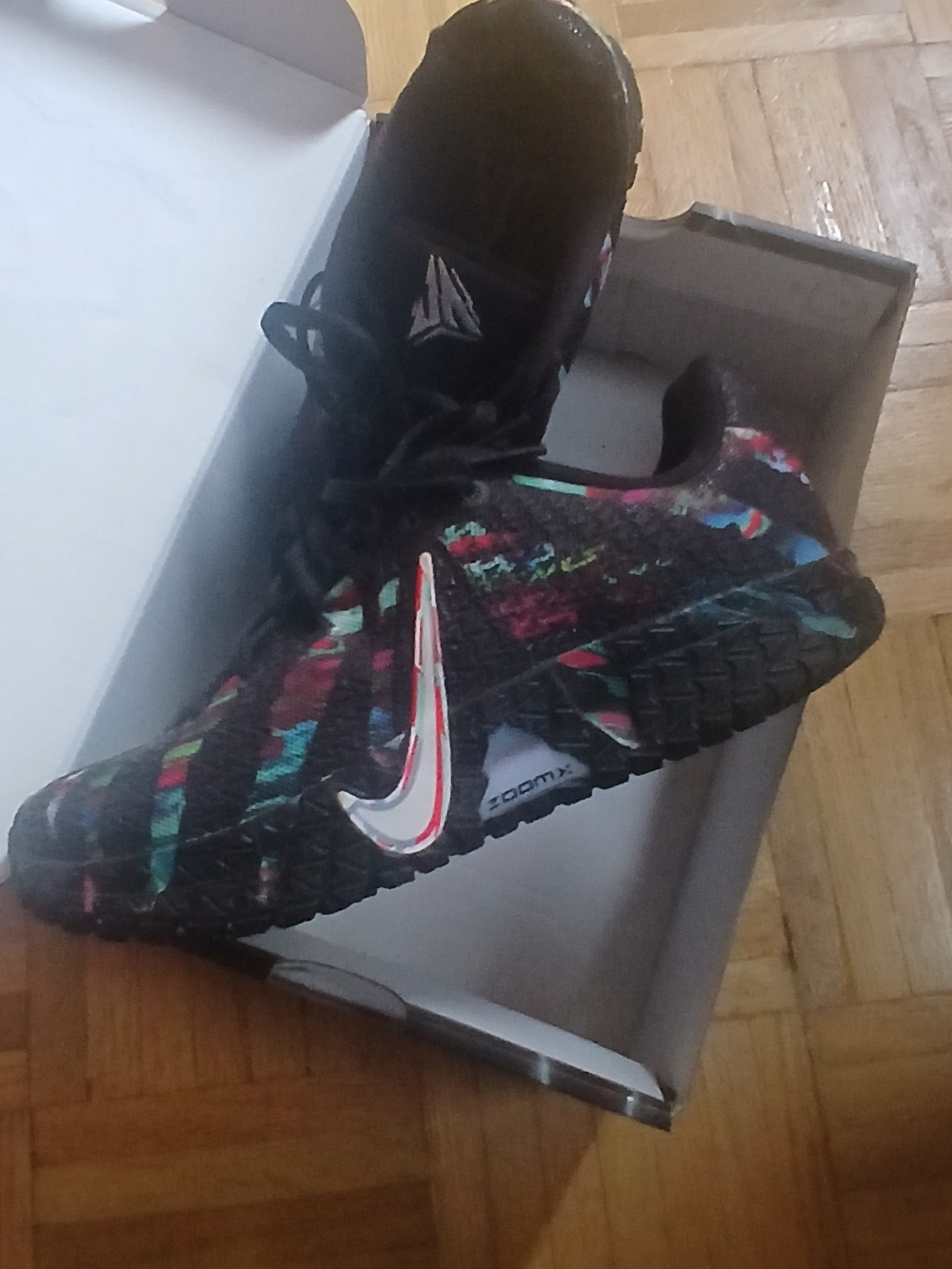 JA 3 KC Nike Kids Black Sneakers with Multi-Color Knit Accents